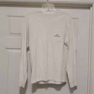 VINEYARD VINES White pink whale long sleeve tee